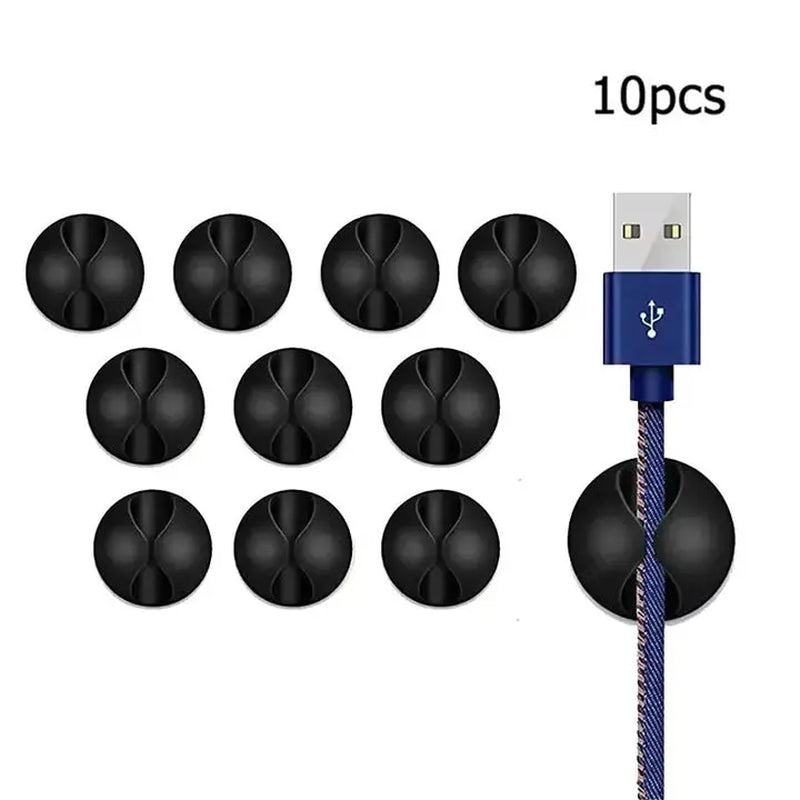 20-Piece Round Cable Clip Organizer for Charger Cords - Adhesive Wire Management Holders for Home, Office, and Car