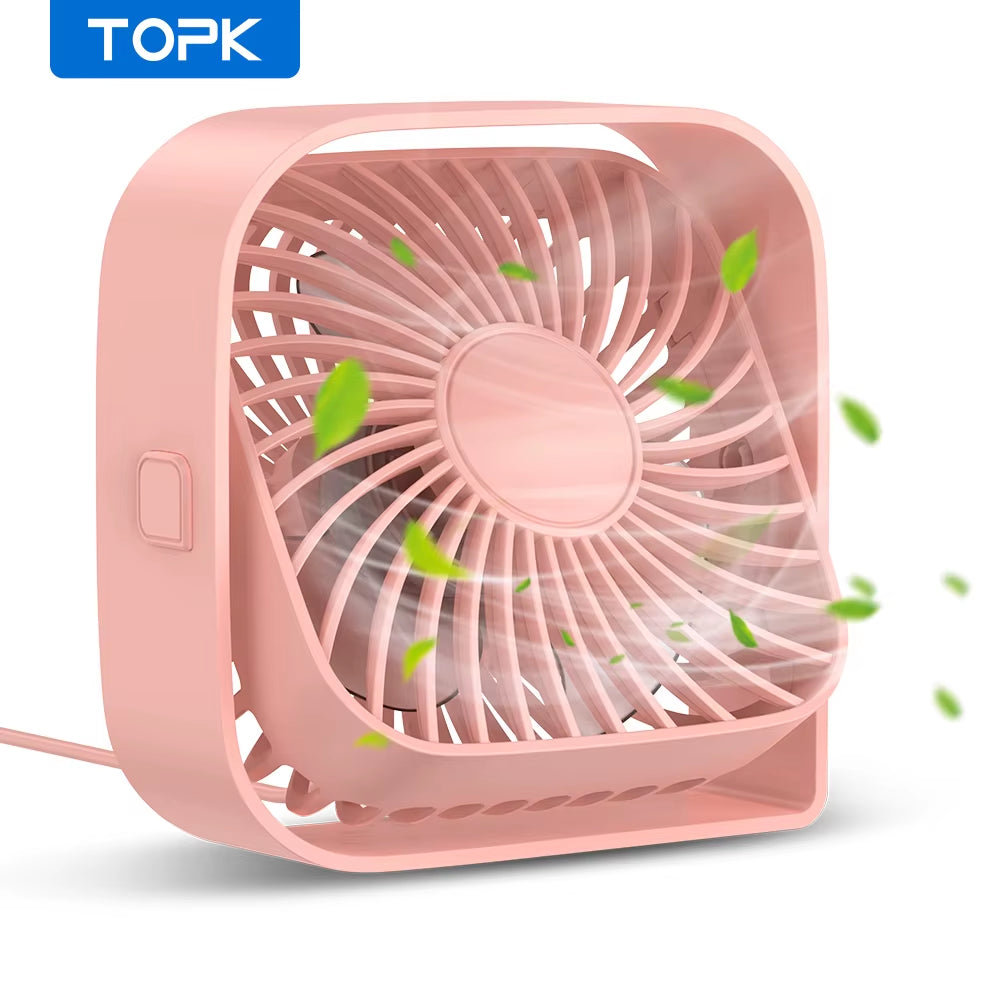 Mini Portable USB Desk Fan with Strong Airflow, Quiet Operation, 3-Speed Settings, and 360° Rotatable Design for Home and Office Use