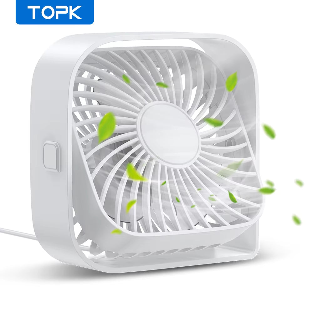 Mini Portable USB Desk Fan with Strong Airflow, Quiet Operation, 3-Speed Settings, and 360° Rotatable Design for Home and Office Use
