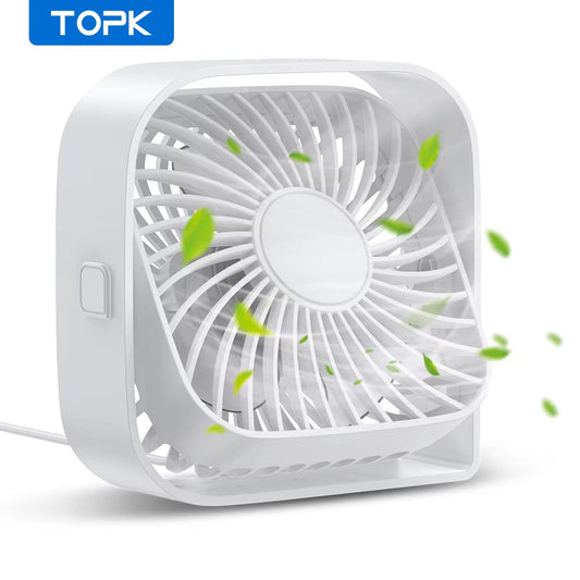 Mini Portable USB Desk Fan with Strong Airflow, Quiet Operation, 3-Speed Settings, and 360° Rotatable Design for Home and Office Use