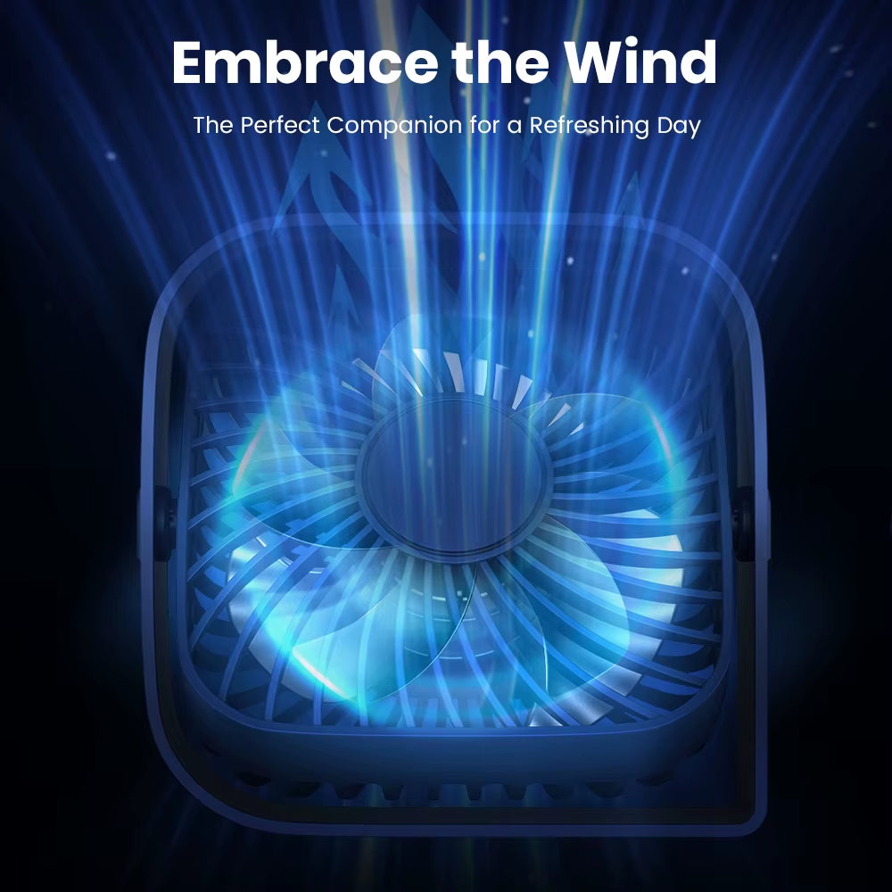 Mini Portable USB Desk Fan with Strong Airflow, Quiet Operation, 3-Speed Settings, and 360° Rotatable Design for Home and Office Use