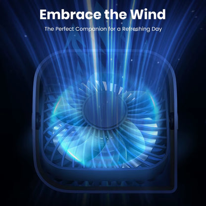 Mini Portable USB Desk Fan with Strong Airflow, Quiet Operation, 3-Speed Settings, and 360° Rotatable Design for Home and Office Use