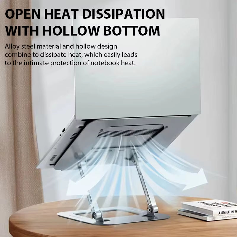 Adjustable Carbon Steel Laptop Stand for Notebooks and Tablets up to 17 Inches - Portable, Foldable Cooling Holder