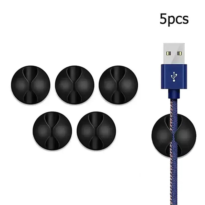 20-Piece Round Cable Clip Organizer for Charger Cords - Adhesive Wire Management Holders for Home, Office, and Car