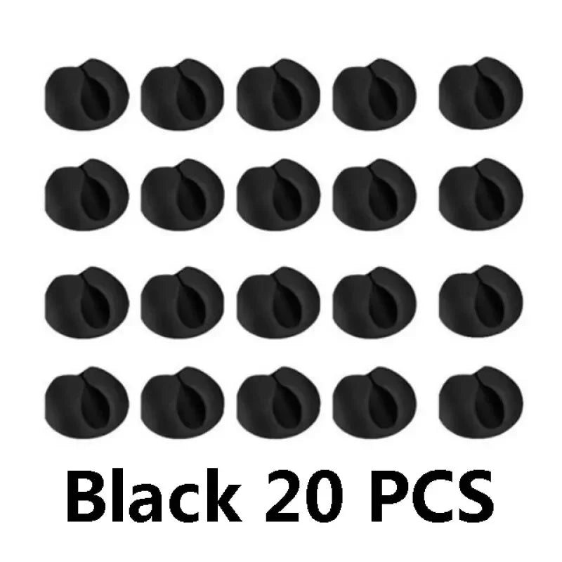 20-Piece Round Cable Clip Organizer for Charger Cords - Adhesive Wire Management Holders for Home, Office, and Car