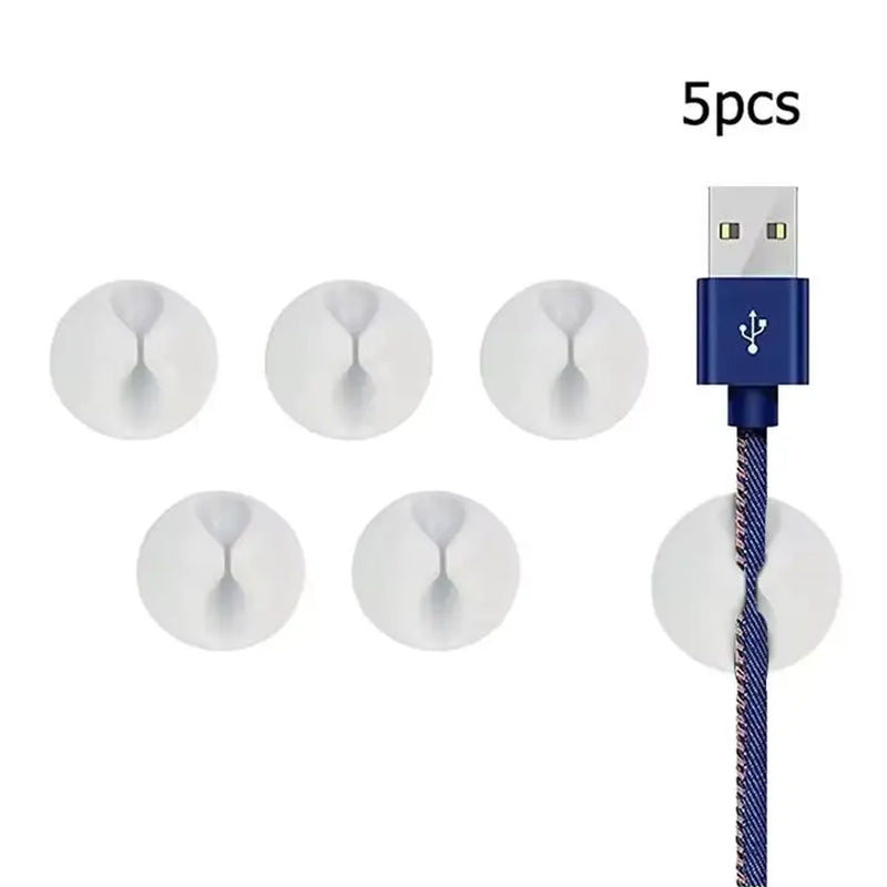20-Piece Round Cable Clip Organizer for Charger Cords - Adhesive Wire Management Holders for Home, Office, and Car