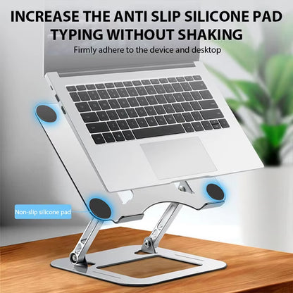 Adjustable Carbon Steel Laptop Stand for Notebooks and Tablets up to 17 Inches - Portable, Foldable Cooling Holder