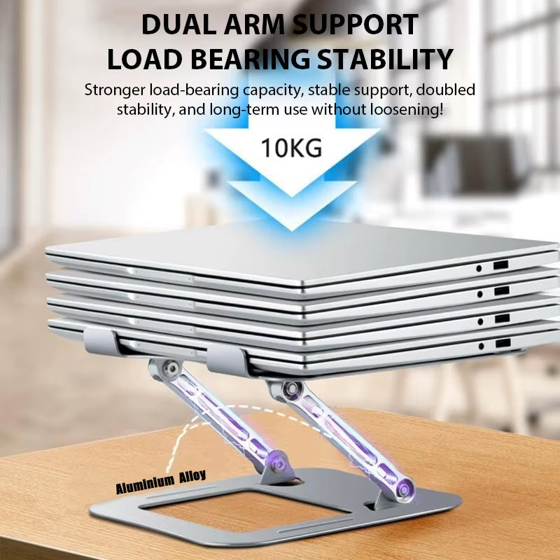 Adjustable Carbon Steel Laptop Stand for Notebooks and Tablets up to 17 Inches - Portable, Foldable Cooling Holder