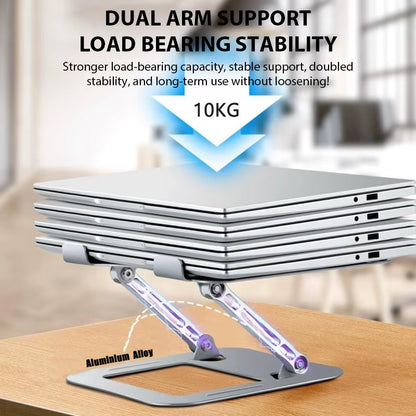 Adjustable Carbon Steel Laptop Stand for Notebooks and Tablets up to 17 Inches - Portable, Foldable Cooling Holder
