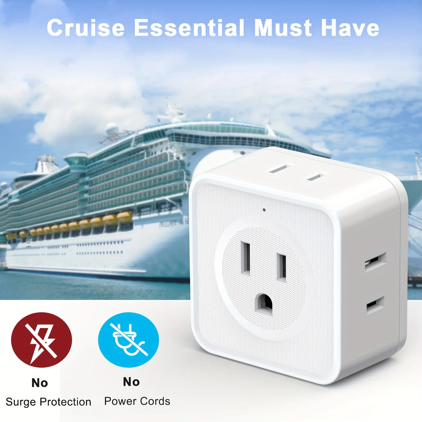 5-Outlet Multi-Plug Expander for Home, Office, and Travel