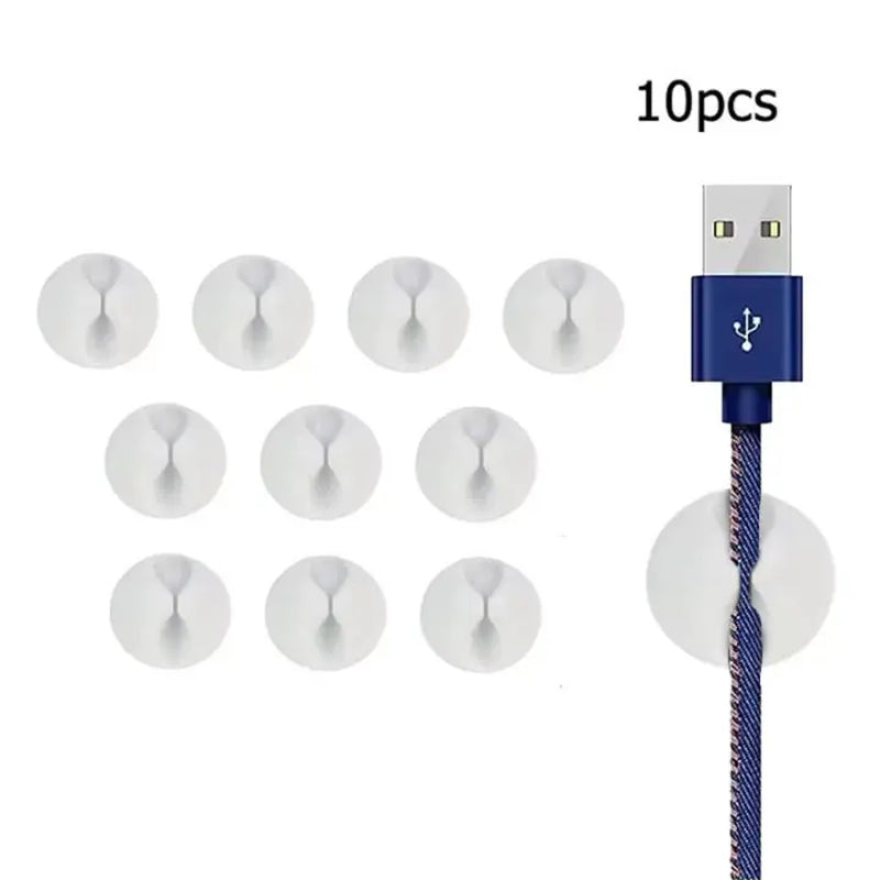 20-Piece Round Cable Clip Organizer for Charger Cords - Adhesive Wire Management Holders for Home, Office, and Car