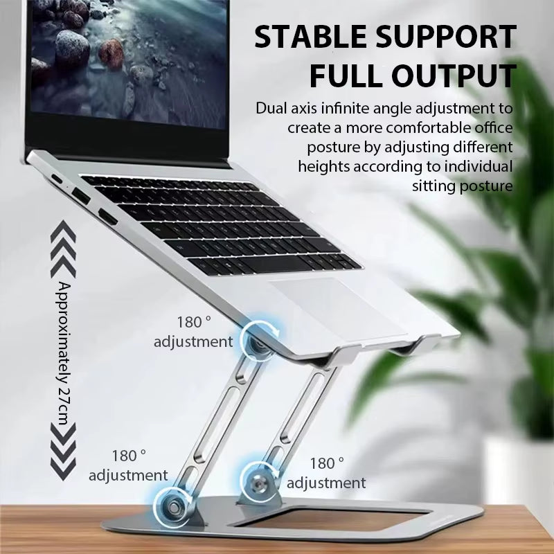 Adjustable Carbon Steel Laptop Stand for Notebooks and Tablets up to 17 Inches - Portable, Foldable Cooling Holder
